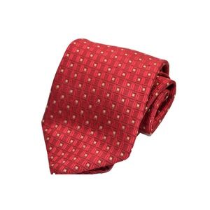 Brooks Brothers 346 Red Gold Geometric Pure Silk Tie Made in USA